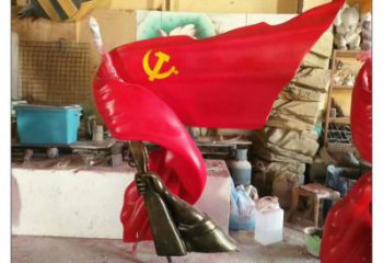 通用紅旗雕塑廠家，革命黨建雕塑，黨建擺件