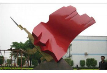 預(yù)用校園紅旗雕塑廠，拉絲黨建雕塑，抽象主題