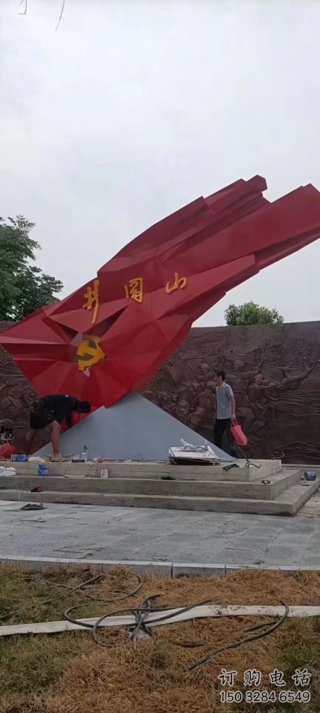 大型黨徽雕塑廠家，戶外景觀雕塑，烤漆工藝