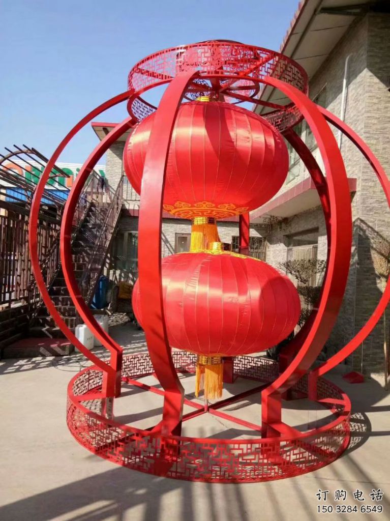 承接城市燈籠雕塑廠家，烤漆工藝雕塑，公園廣場擺件