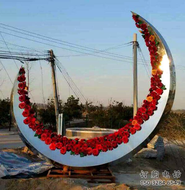 售樓部月亮雕塑生產(chǎn)商，噴砂發(fā)光雕塑，烤漆題材