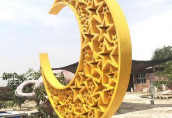 步行街月亮雕塑廠家，鍛造景觀雕塑，鏤空方式