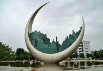 農(nóng)村月亮雕塑制造商，鏤空景觀雕塑，抽象效果