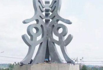 古文字雕塑訂做廠家，景區(qū)雕塑，烤漆不銹鋼古文字雕塑