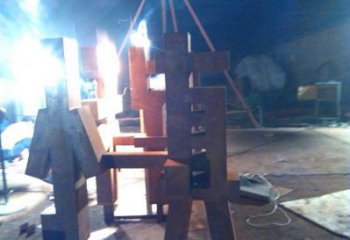 現(xiàn)代萬字雕塑展品，室外軟裝，展示不銹鋼萬字雕塑廠家