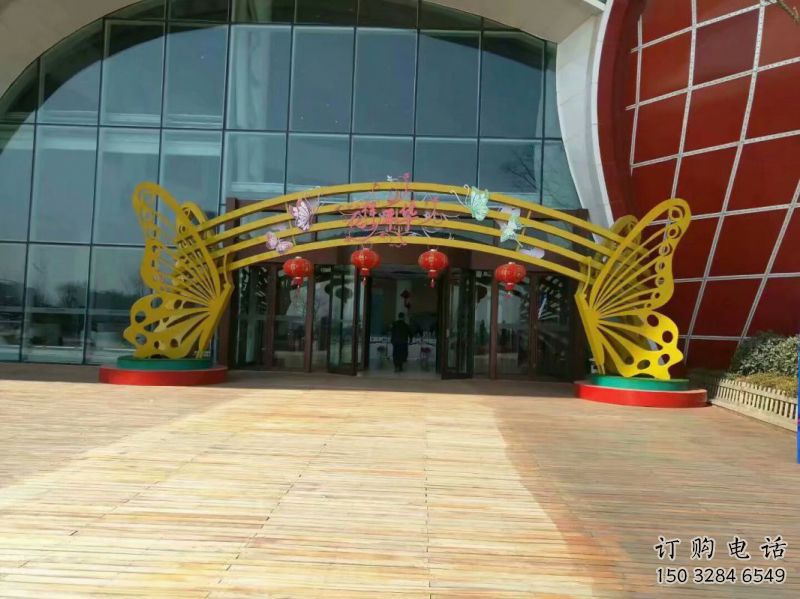 蝴蝶拱門雕塑,鏤空工藝，不銹鋼蝴蝶拱門雕塑