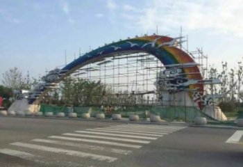 云朵大雁大門雕塑，地域形象美陳，烤漆工藝制作