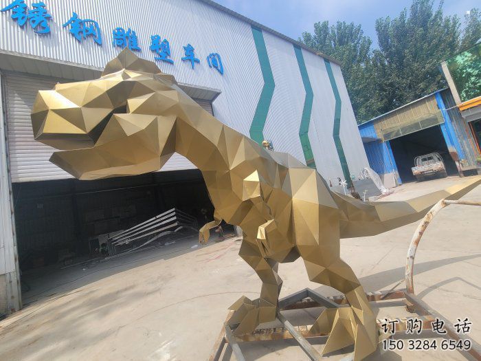 抽象恐龍雕塑供應(yīng)，花園小品，幾何恐龍雕塑制作廠家