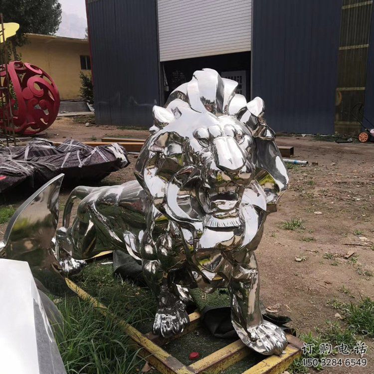 亮面獅子雕塑標(biāo)準(zhǔn)，廣場雕塑，不銹鋼獅子雕塑供給