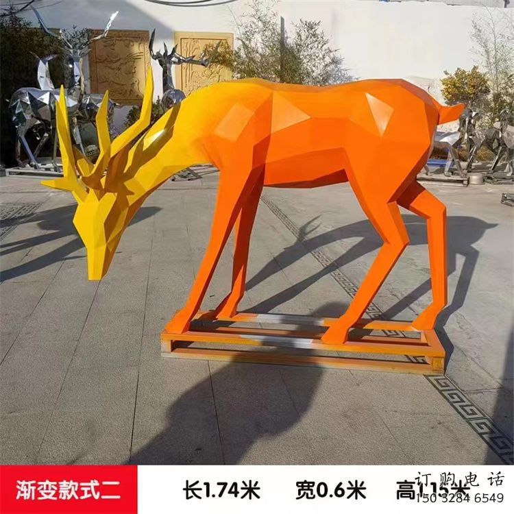 小鹿雕塑訂做，景區(qū)雕塑，烤漆小鹿雕塑定價