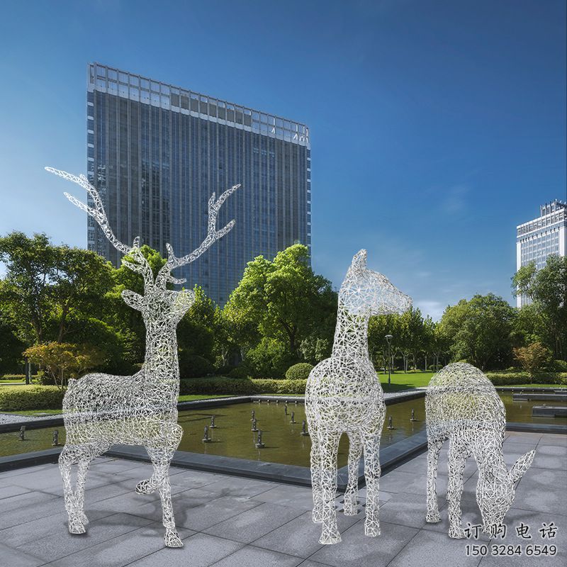 梅花鹿雕塑常用，景觀概念，鏤空梅花鹿雕塑展品