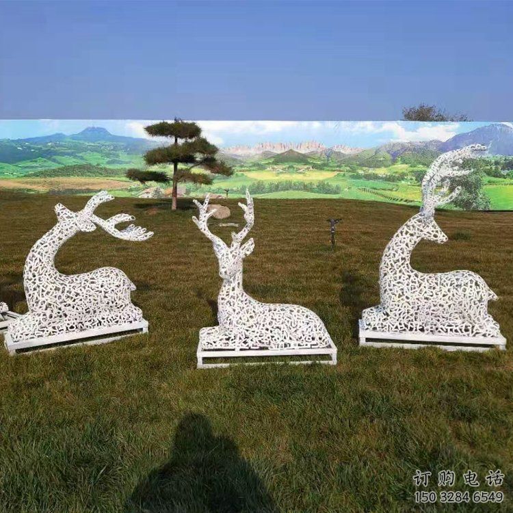 小鹿雕塑工廠選用，街道標識，園林鏤空小鹿雕塑批發(fā)