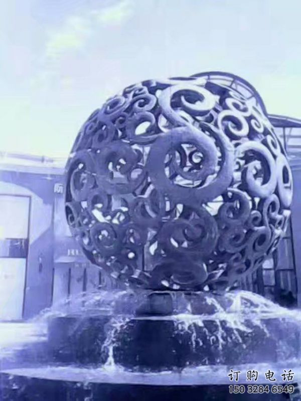 鏤空球噴泉雕塑，花樣水景組合，旱地噴泉體系