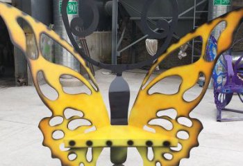 蝴蝶坐凳雕塑，公園小品雕塑，不銹鋼烤漆雕塑
