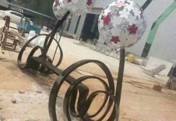 蒲公英坐凳雕塑廠家，烤漆工藝，廣場藝術擺件