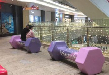 坐凳雕塑，休憩景觀小品，啞鈴坐凳雕塑廠家