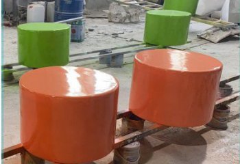 圓形坐凳雕塑，玻璃鋼光面坐凳雕塑制作
