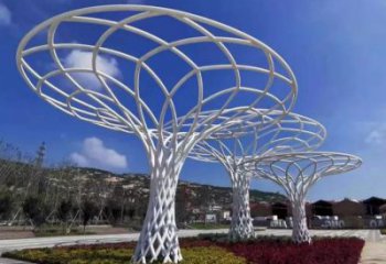 魚簍廊架雕塑，鏤空結(jié)構(gòu)，不銹鋼管廊架雕塑
