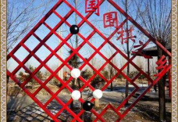 圍棋宣傳欄雕塑，鏤空結(jié)構(gòu)不銹鋼雕塑