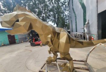 景觀恐龍雕塑供應(yīng)，公園雕塑，金屬幾何恐龍雕塑制作