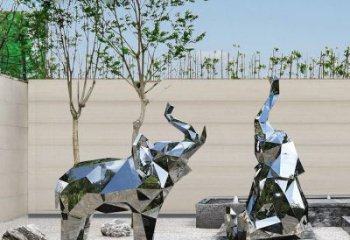 鏡面大象雕塑展品，亮面效果制作，切面大象雕塑精品