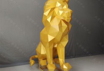 幾何獅子雕塑指用，景觀雕塑，藝術(shù)不銹鋼獅子雕塑點(diǎn)擊