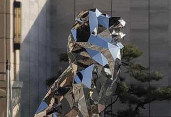 景觀獅子雕塑精選，陸地?cái)[件，公園不銹鋼獅子雕塑精品