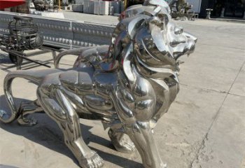藝術(shù)獅子雕塑觀賞型，街景小品，不銹鋼獅子雕塑常用