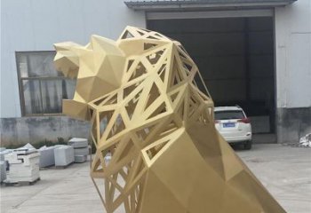 獅子雕塑擺件，烤漆工藝制作，大型不銹鋼獅子雕塑公司