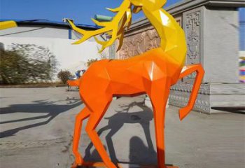 景觀小鹿雕塑承接，景區(qū)案例，公園烤漆小鹿雕塑定制