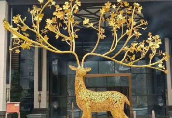 公共梅花鹿雕塑訂做，城市裝飾，庭院鏤空梅花鹿雕塑展品