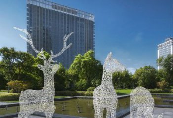 梅花鹿雕塑常用，景觀概念，鏤空梅花鹿雕塑展品