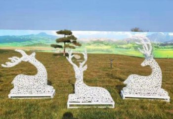 小鹿雕塑觀賞型，公園小品，景觀鏤空小鹿雕塑常用