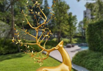 金屬梅花鹿雕塑制造，公園雕塑，仿真梅花鹿雕塑展品