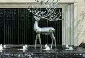 梅花鹿雕塑定制，動(dòng)物風(fēng)格，鏡面梅花鹿雕塑供給
