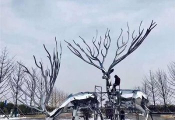 梅花鹿雕塑通用，陸地?cái)[件，鏡面工藝梅花鹿雕塑點(diǎn)擊