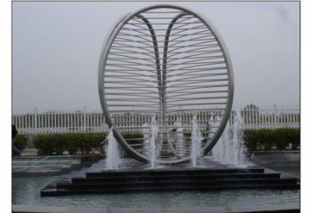 噴泉圓環(huán)雕塑，水景藝術(shù)結(jié)構(gòu)，旱地水景噴泉雕塑