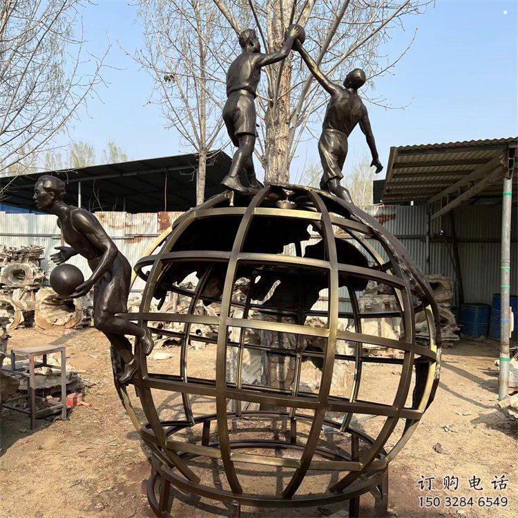 地球儀雕塑系列，城市裝飾，烤漆地球儀人物雕塑優(yōu)選