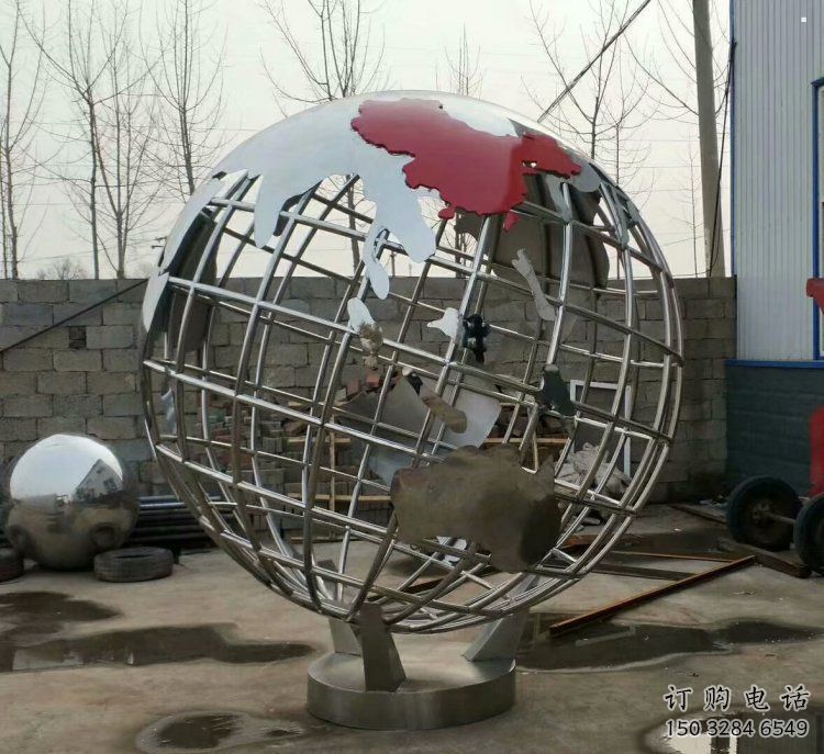 地球儀雕塑制造商，城市雕塑，鏡面地球儀雕塑觀賞型
