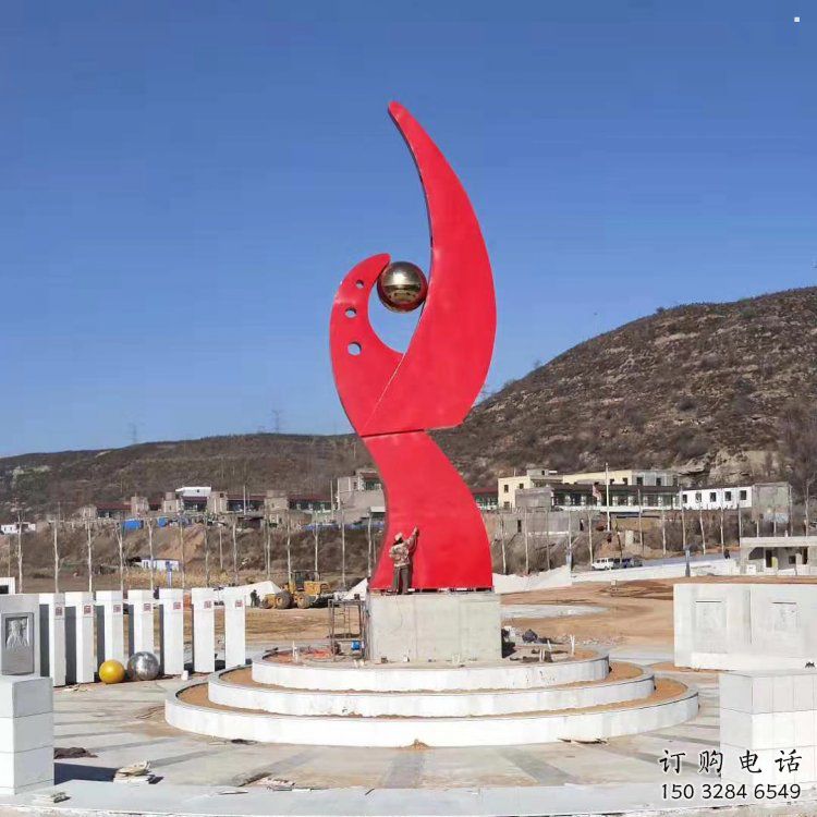 鳳凰雕塑點(diǎn)擊，景觀雕塑，幾何抽象鳳凰雕塑廠家