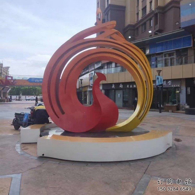 鳳凰雕塑供需，美陳雕塑，歐式圓環(huán)鳳凰雕塑廠家承接