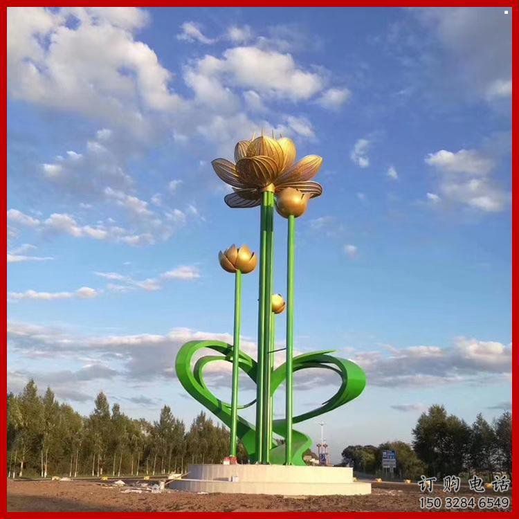 荷花雕塑供需，彩鋼制作，大型仿真荷花雕塑公司