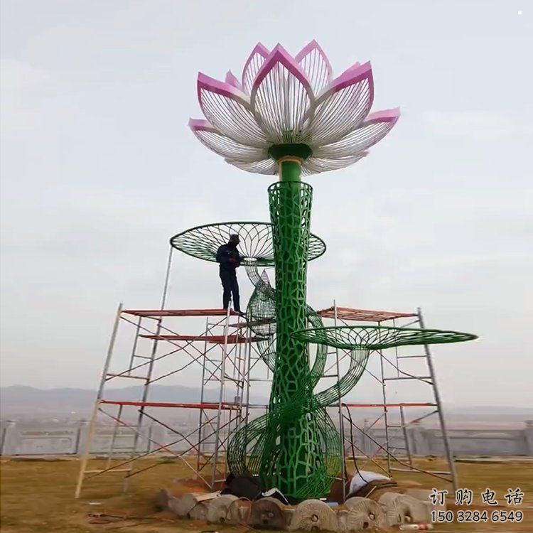 建筑荷花雕塑精選，露天雕塑，鏤空仿真荷花雕塑訂做
