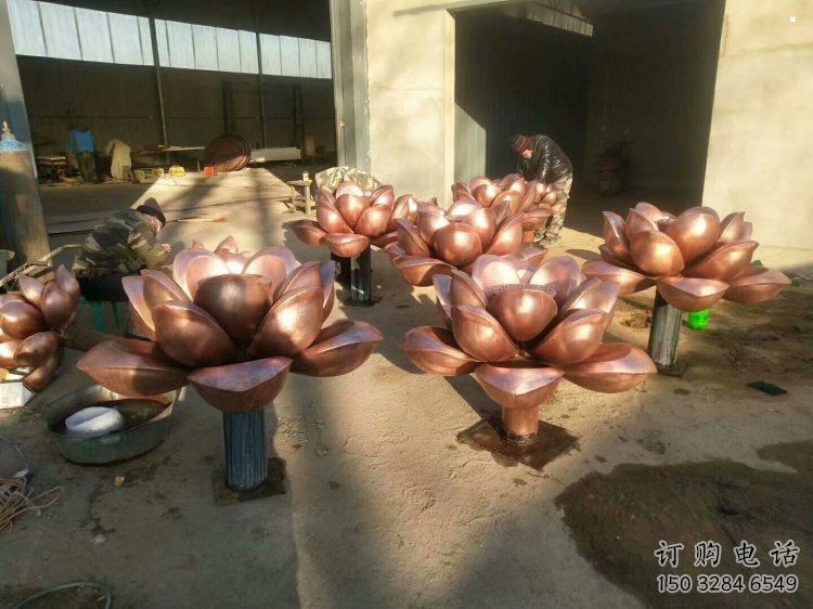 水蓮花雕塑觀賞型，戶外擺放，藝術(shù)水蓮花銅雕塑定制