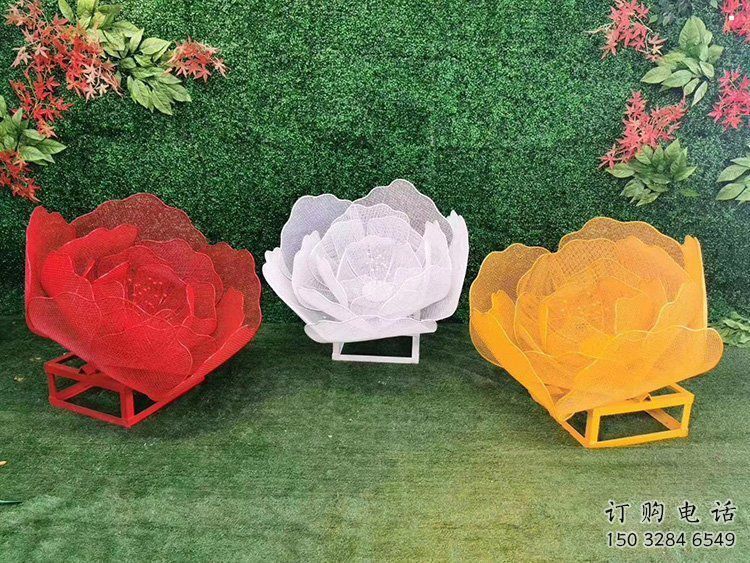 玫瑰花雕塑制作廠家，公園小品，鏤空玫瑰花雕塑訂做