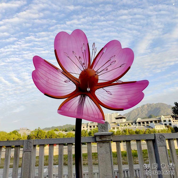 桃花雕塑生產(chǎn)廠家，村標概念，烤漆桃花雕塑承接