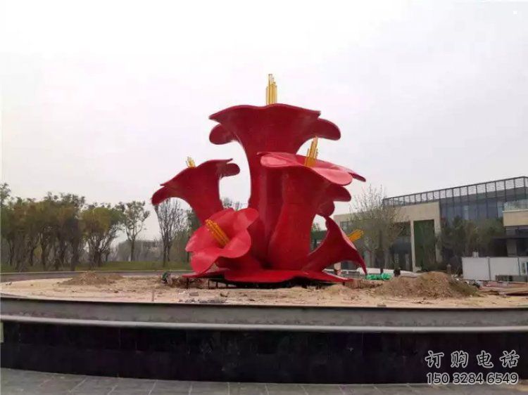 烤漆梧桐花雕塑制造商，室外軟裝，景觀梧桐花雕塑制作廠家