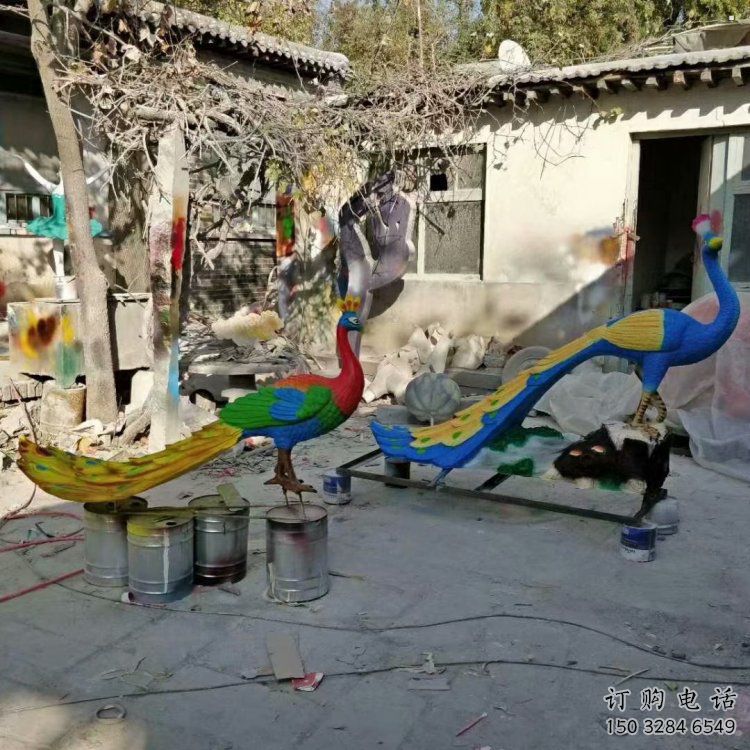 彩繪孔雀雕塑觀賞型，廣場系列，仿真孔雀雕塑優(yōu)選