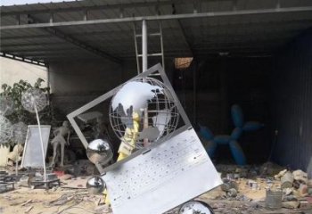 地球儀雕塑通用，街景小品，筆記本地球儀雕塑制造