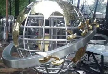地球儀雕塑展品，彩鋼制作，鏡面地球儀雕塑廠家精品